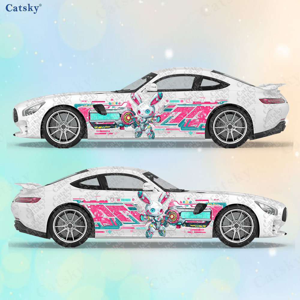 2pcs Cyberpunk Line Tech Bunny - Tech Accessories For Car ulasan dan harga
