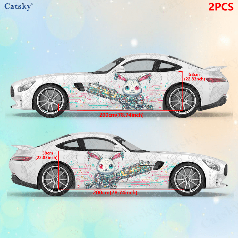 2pcs Cyberpunk Line Tech Bunny - Tech Accessories For Car ulasan dan harga