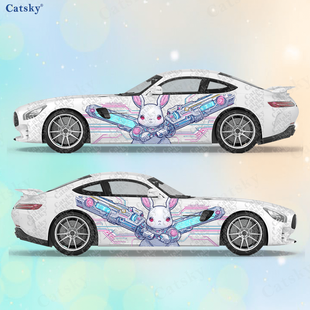 2pcs Cyberpunk Line Tech Bunny - Tech Accessories For Car ulasan dan harga
