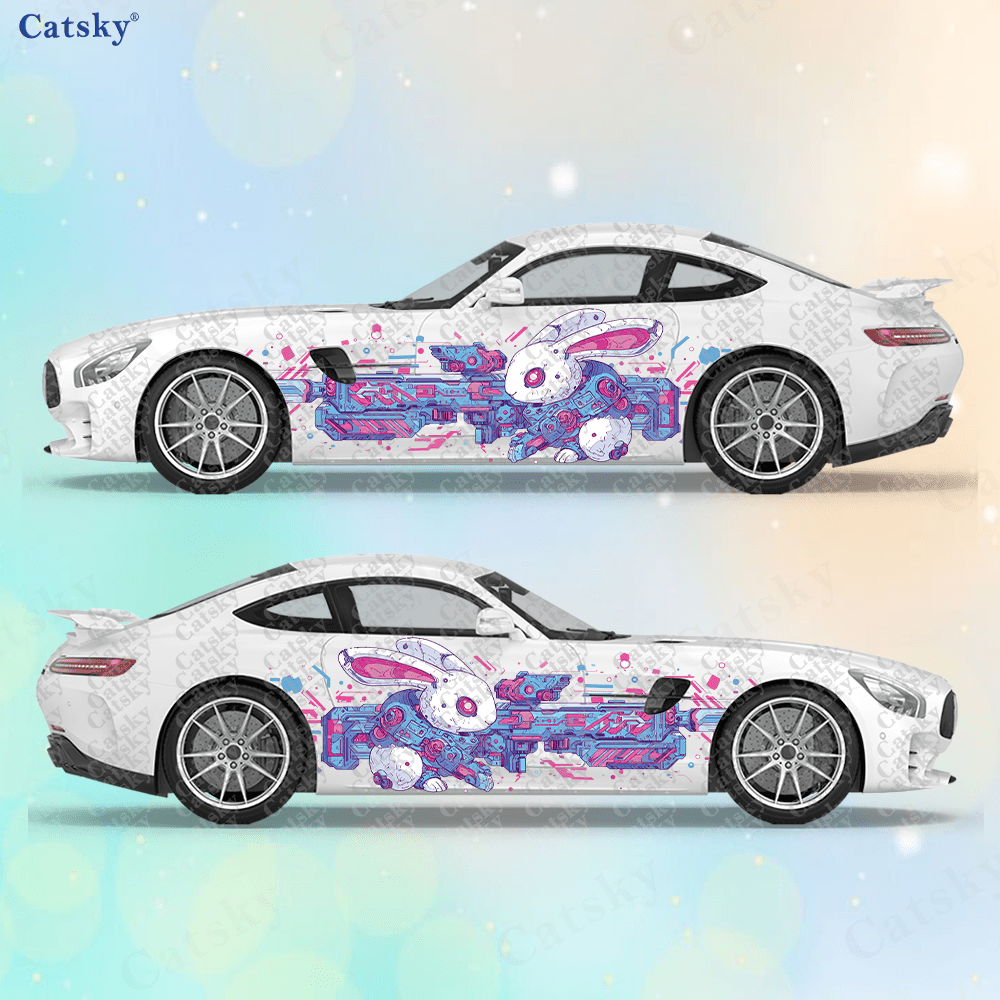 2pcs Cyberpunk Line Tech Bunny - Tech Accessories For Car ulasan dan harga