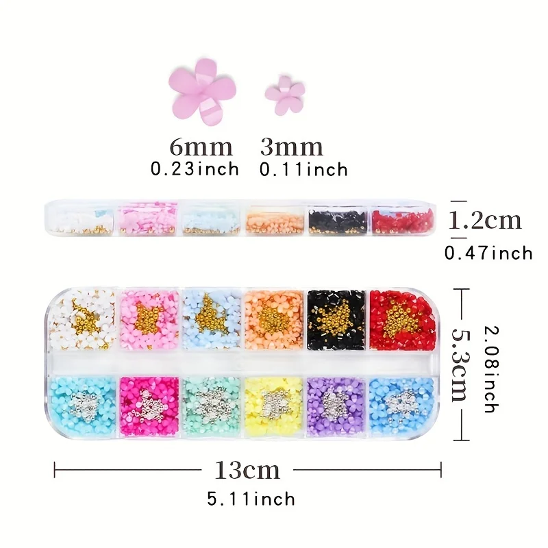 12Grids 3D Flower Nail Charms  - Trending Tech Accessories ulasan dan harga